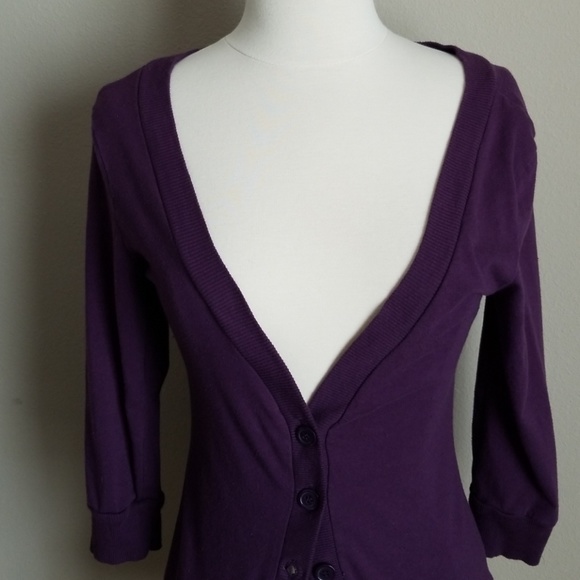 Purple 3/4 sleeve cardigan - Picture 3 of 7